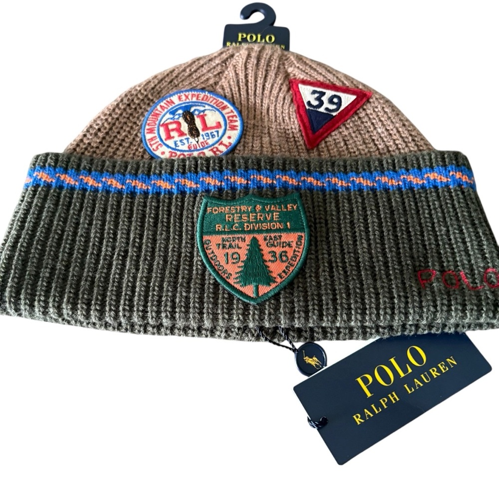 🆕 Polo Ralph Lauren Expedition Series Knit Beanie 3 Patches (Labels) one Size - Picture 4 of 8